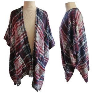 Grand Sierra NEW One Size Plaid Sleeved Soft Shawl Sweater